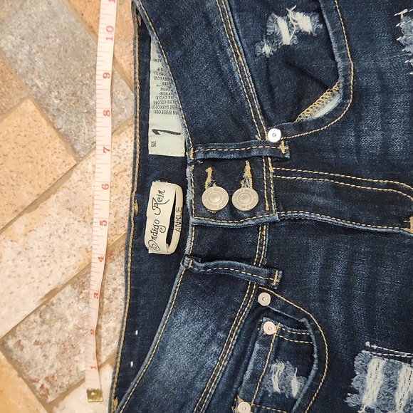 Indigo Rein Dark Blue Distressed Ankle Jeans - Picture 4 of 10